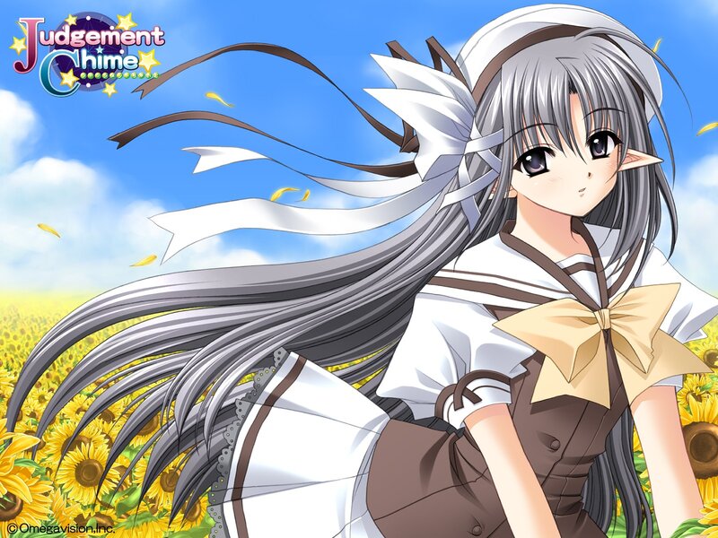 Anime girl in sunflower field