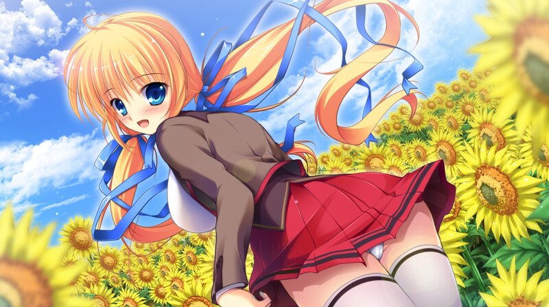 Anime girl in sunflower field