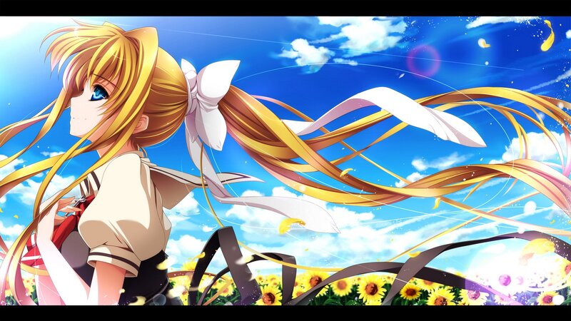 Anime girl in sunflower field