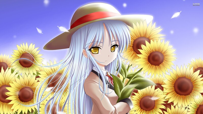 anime girl in sunflower field