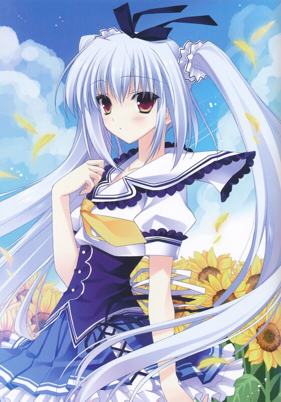 anime girl in sunflower field