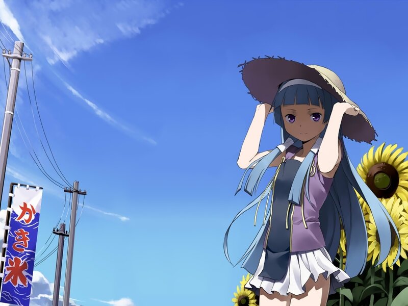anime girl in sunflower field