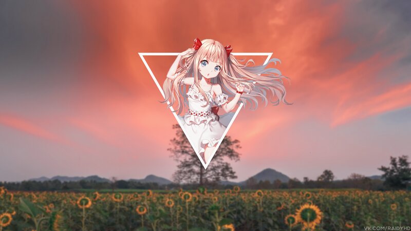 Anime Girl in Sunflower Field — Orange