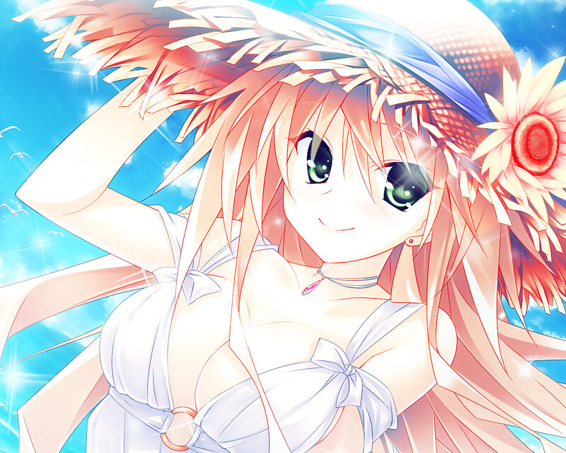 Anime Girl in Sunhat — Blue, Bright