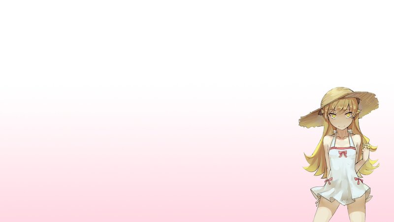Anime Girl in Sunhat — White
