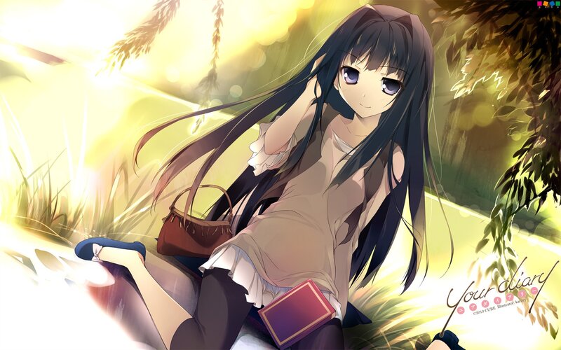 Anime girl in sunlit field