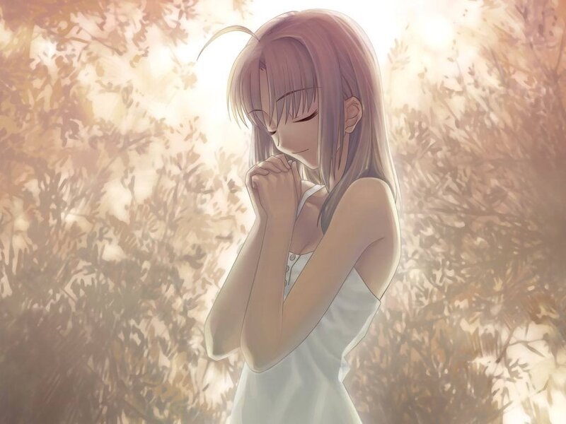 anime girl in sunlit field
