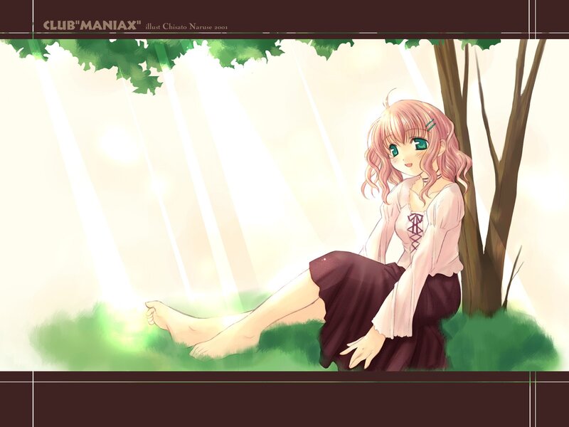 Anime girl in sunlit forest