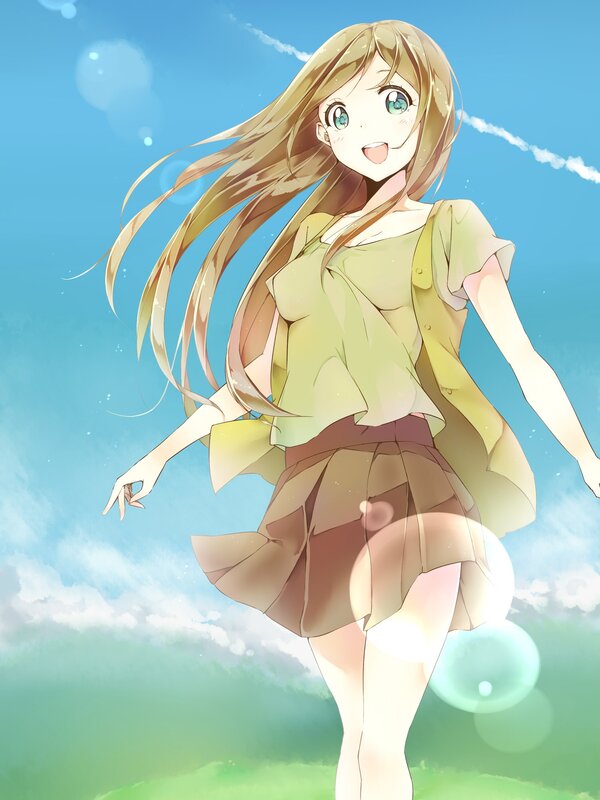 anime girl in sunny field