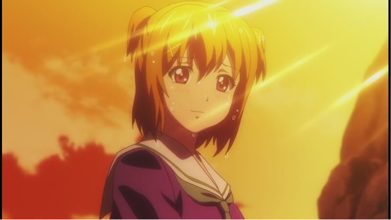 anime girl in sunset