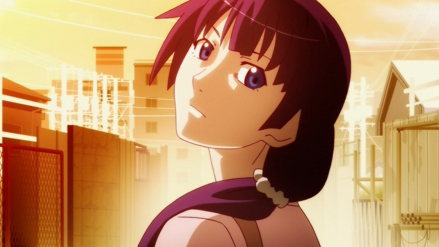 anime girl in sunset
