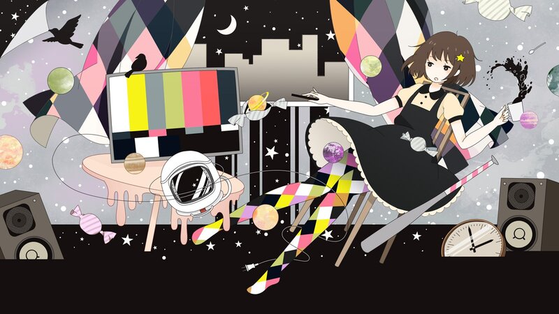 anime girl in surreal space