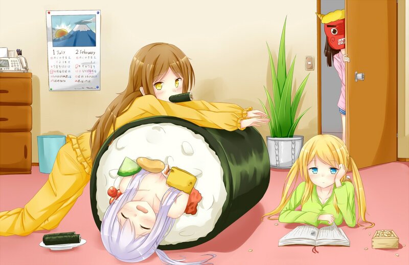 Anime Girl in Sushi Roll
