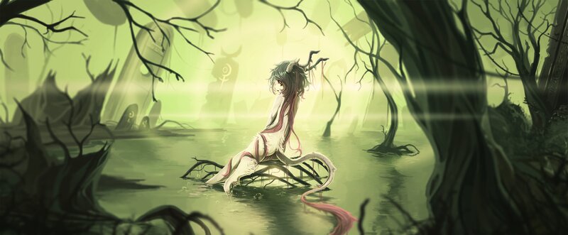 Anime Girl in Swamp