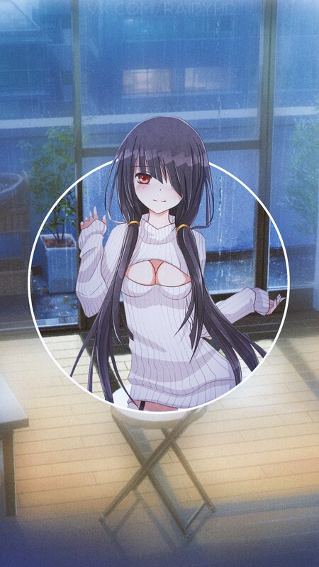 Anime Girl in Sweater — Blue, Calm