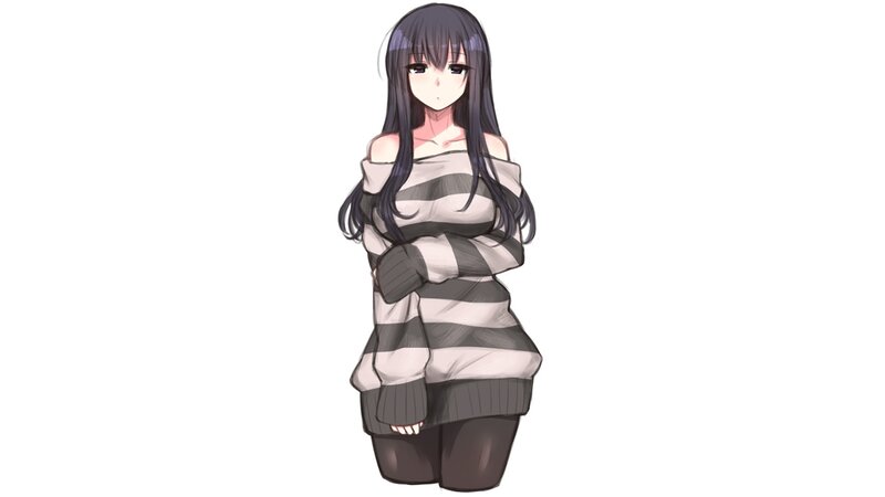Anime Girl in Sweater — Gray