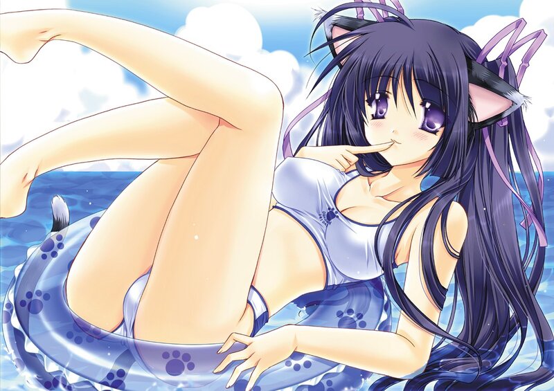 anime girl in swim ring
