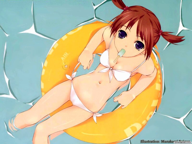 Anime girl in swim ring