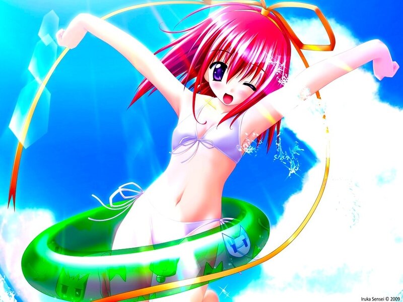Anime girl in swim ring
