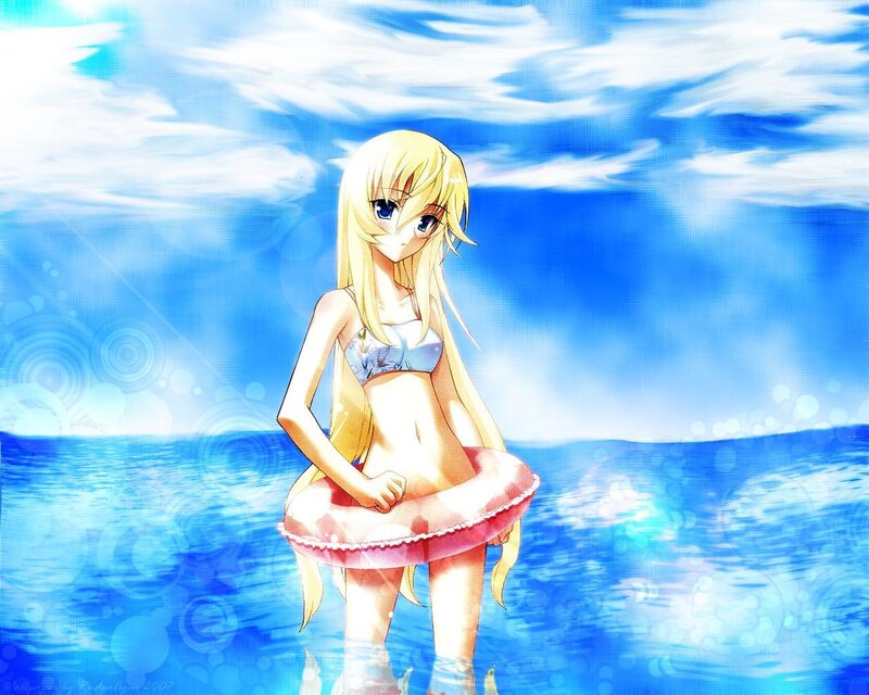 Anime girl in swim ring