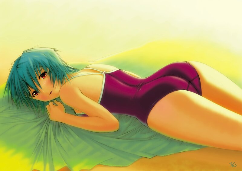 Anime girl in swimsuit