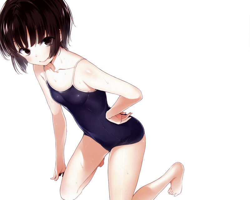 Anime Girl in Swimsuit — Black
