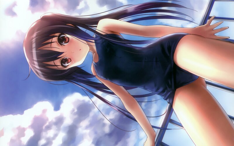 Anime Girl in Swimsuit — Blue, Bright, Afternoon