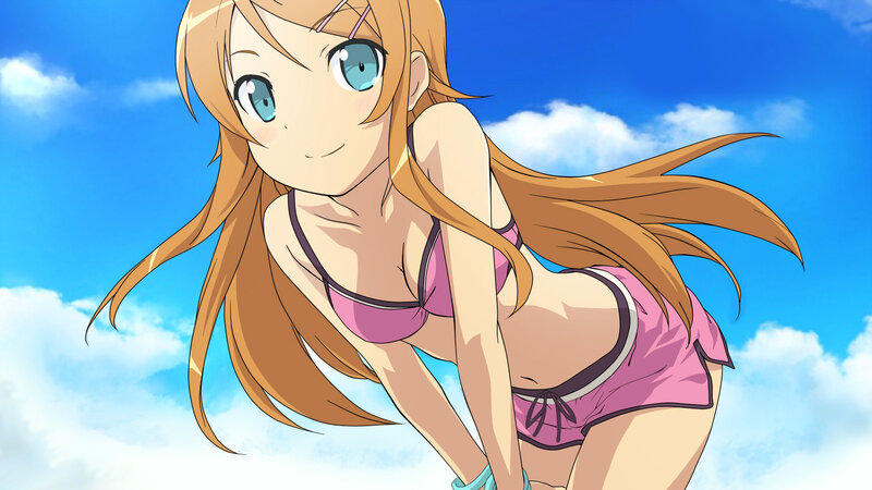 Anime Girl in Swimsuit — Blue, Bright, Cheerful, Afternoon
