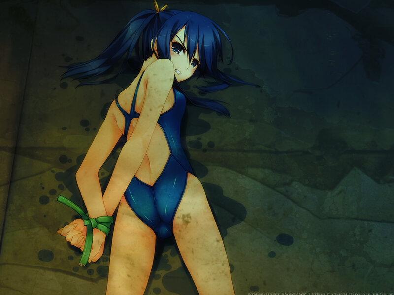 Anime Girl in Swimsuit — Blue, Dramatic, Tied Hands
