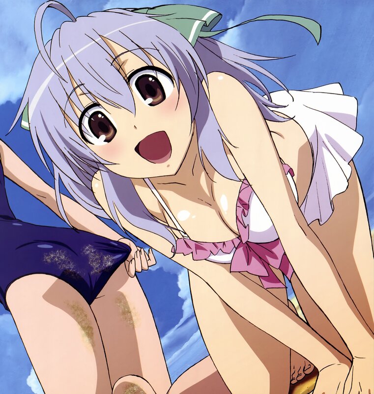 Anime Girl in Swimsuit — Blue, Playful, Summer, Blue Sky