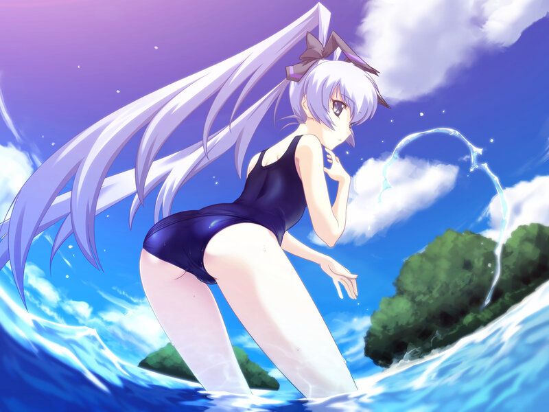 Anime Girl in Swimsuit — Blue, Serene, Afternoon