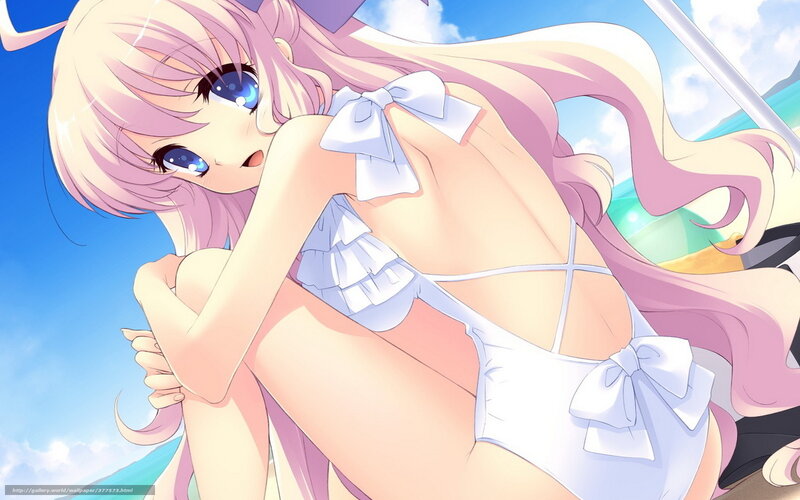 Anime Girl in Swimsuit — Blue, Serene, Summer, Sky, Beach