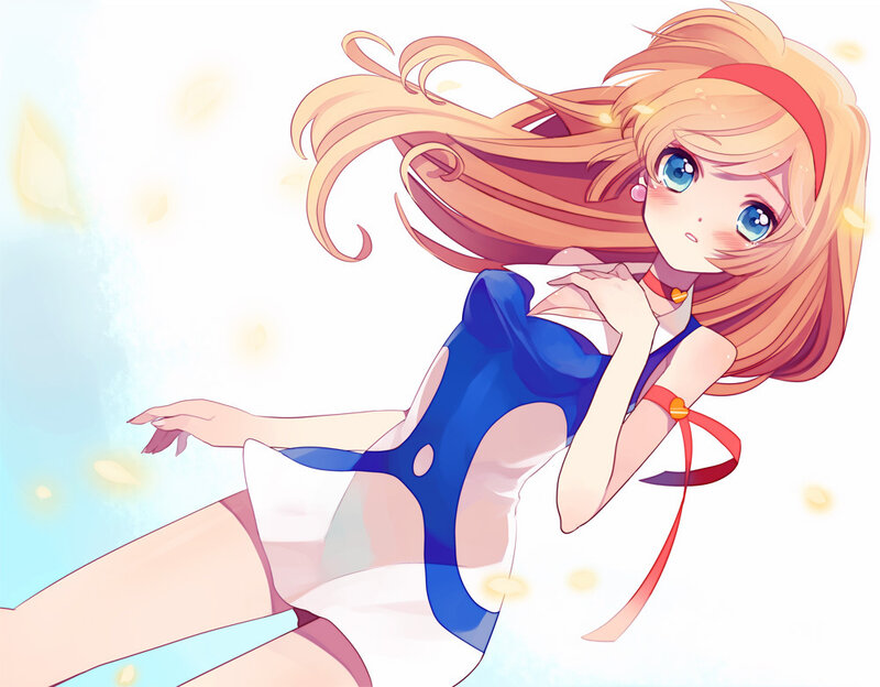 Anime Girl in Swimsuit — Blue, Serene, Summer
