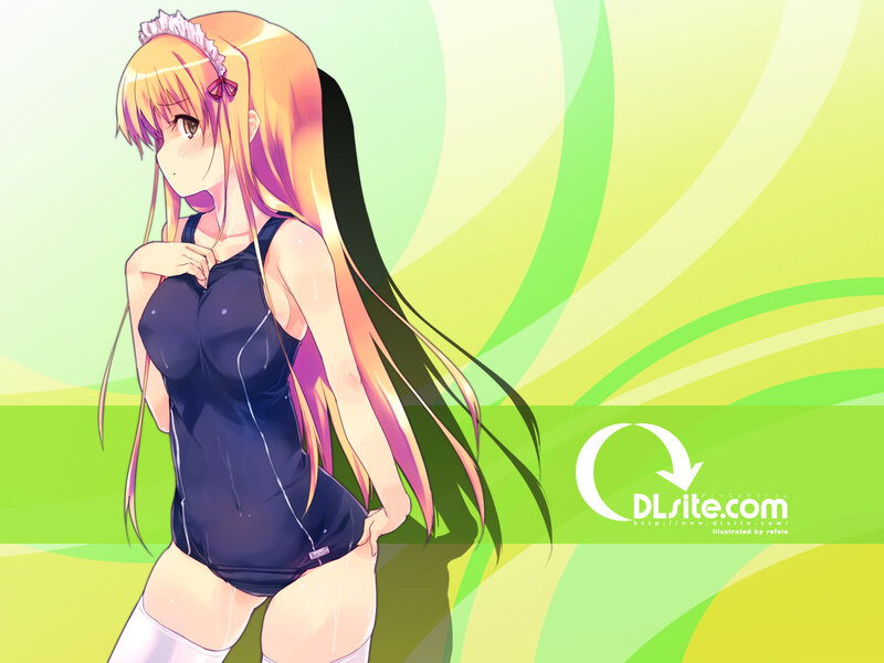 Anime Girl in Swimsuit — Green, Playful, Long Hair