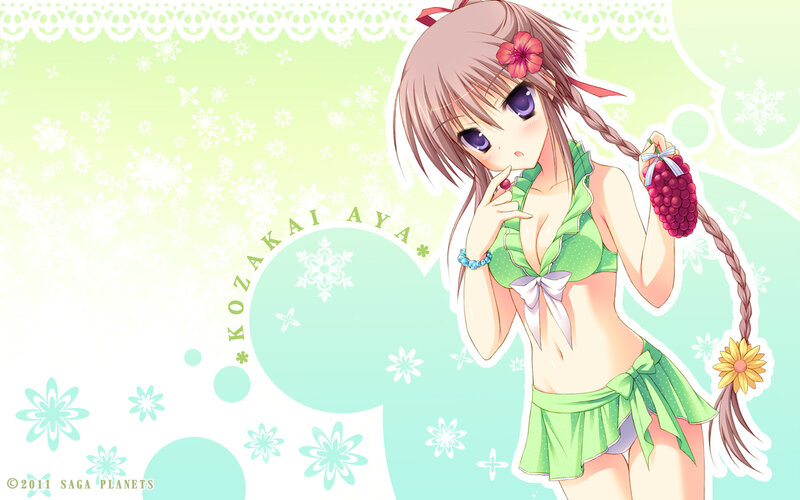 Anime Girl in Swimsuit — Green, Playful