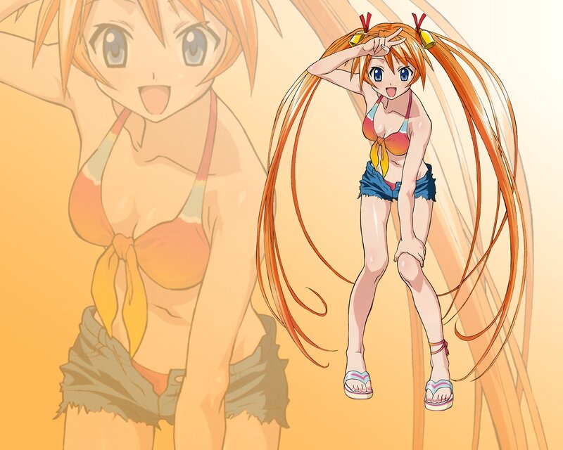 Anime Girl in Swimsuit — Orange, Playful, Summer