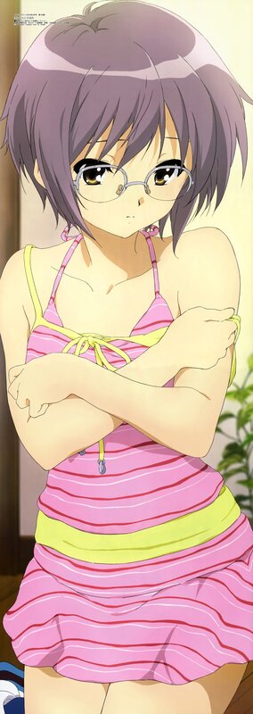 Anime Girl in Swimsuit — Pink, Neutral, Afternoon
