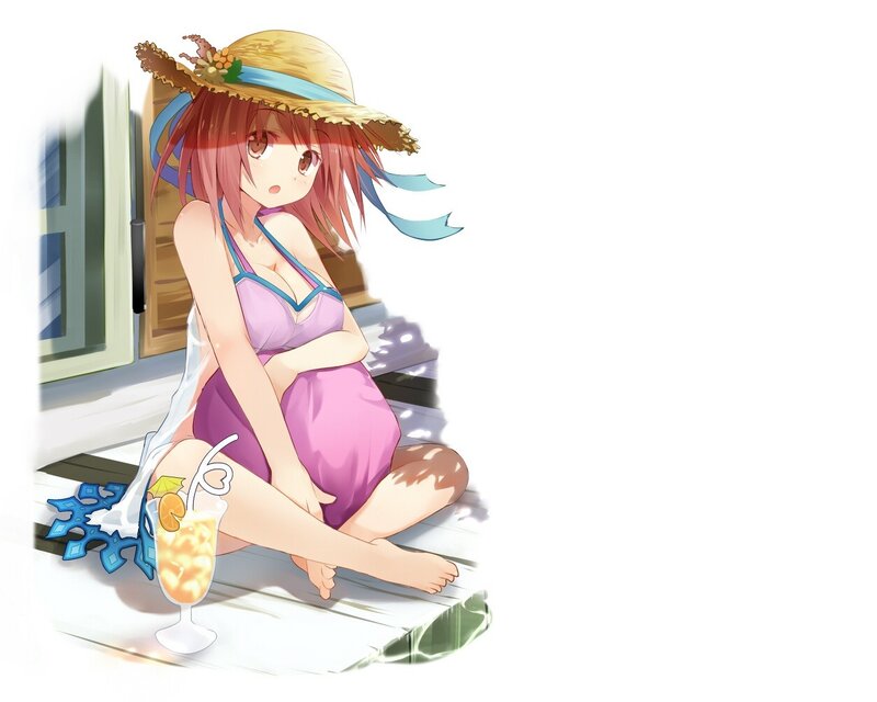 Anime Girl in Swimsuit — Pink, Relaxed, Afternoon