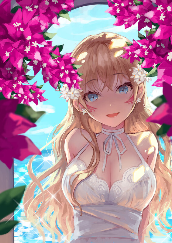 Anime Girl in Swimsuit — Pink, Serene, Afternoon