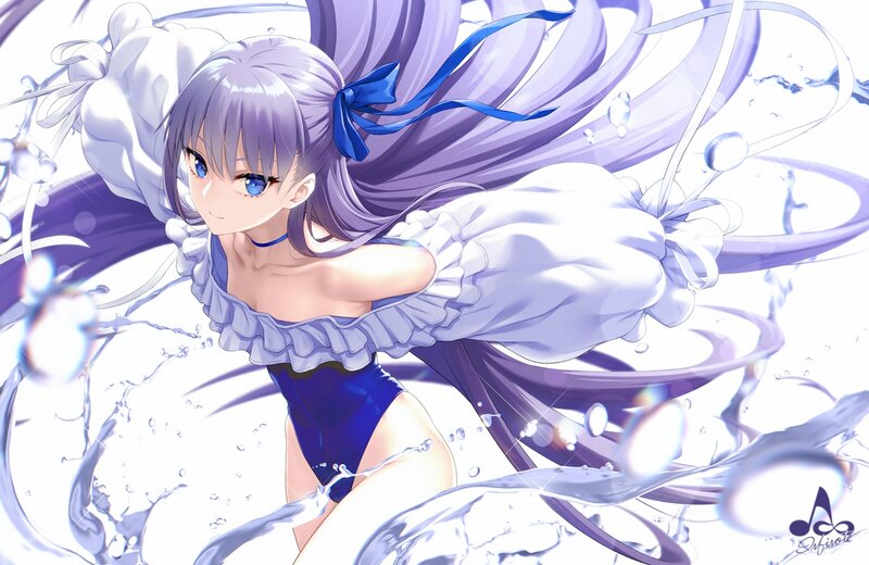 Anime Girl in Swimsuit — Purple, Dynamic