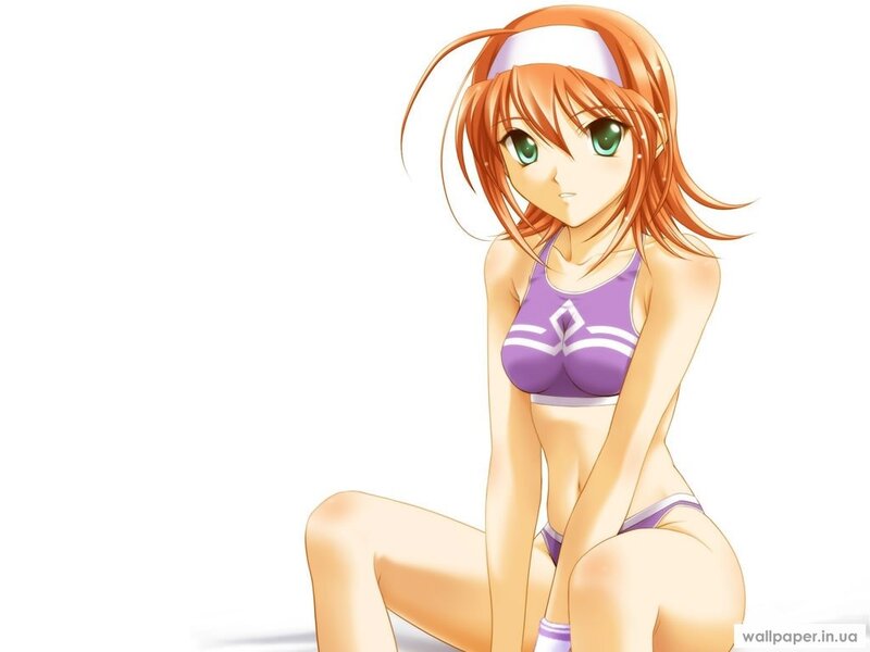 Anime Girl in Swimsuit — Purple, Neutral, Headband