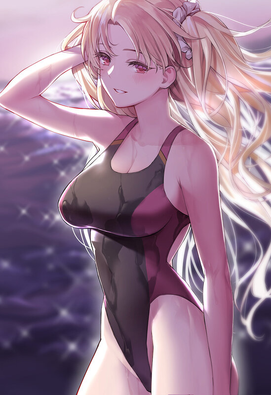 Anime Girl in Swimsuit — Purple, Serene