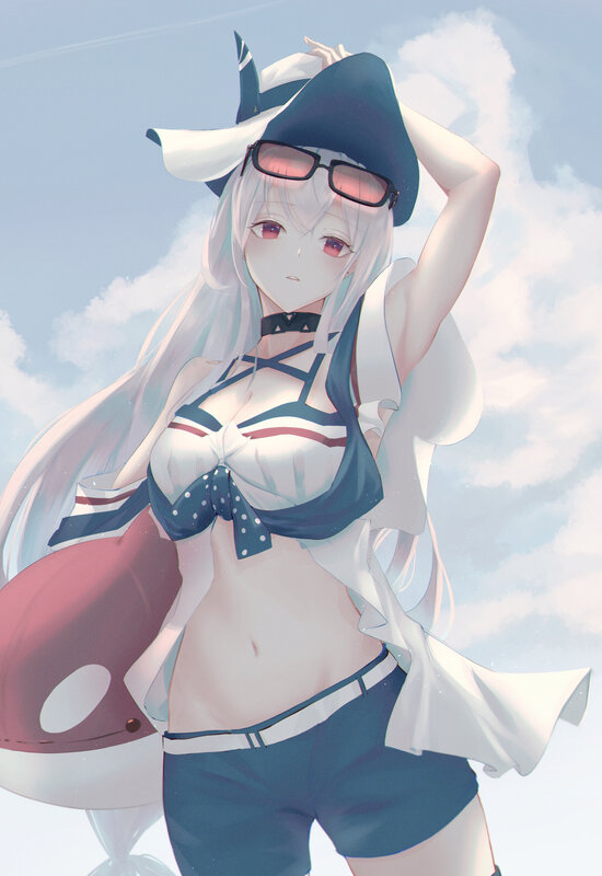 Anime Girl in Swimsuit — White, Calm, Afternoon