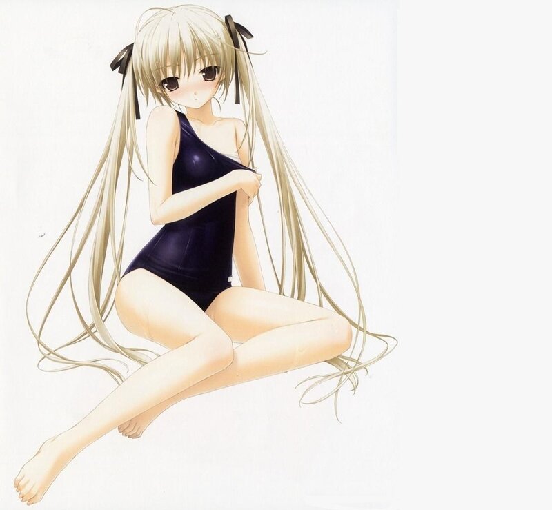 Anime Girl in Swimsuit — White