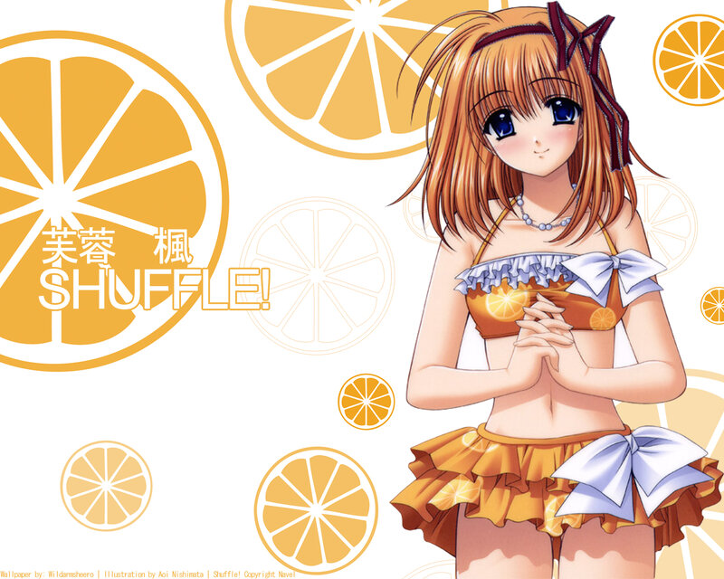 Anime Girl in Swimsuit — Yellow, Cheerful