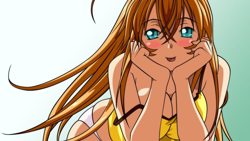 Anime Girl in Swimsuit — Yellow, Playful, Blush