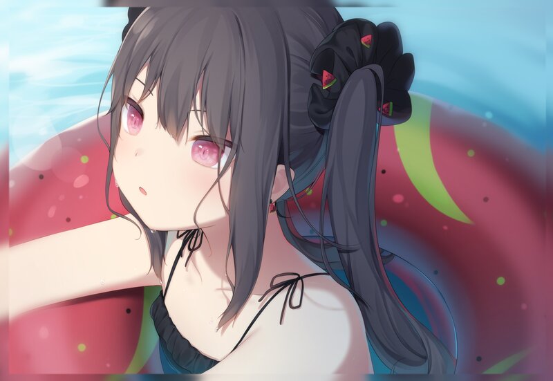 Anime Girl in Swimwear — Blue, Calm