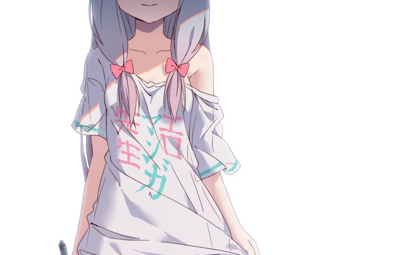 Anime Girl in T-shirt — White