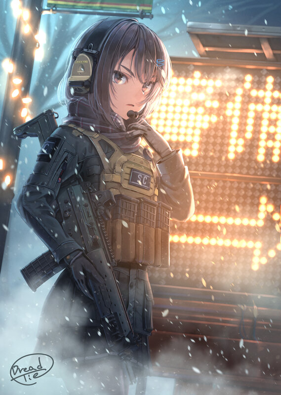Anime Girl in Tactical Gear — Gray