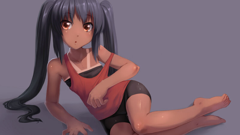 Anime Girl in Tank Top — Gray